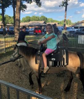 Children on a pony at a festival